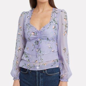 NWOT INTERMIX Norah Print Silk Tier Blouse size 4